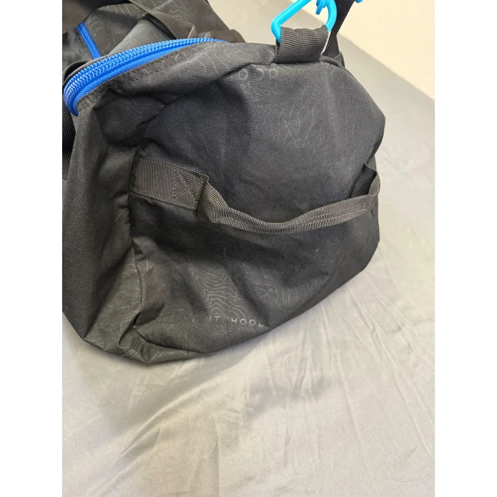 Dakine EQ Bag 74L Duffel Black Blue Mt Hood Topo Map Print Travel Bag 8300485